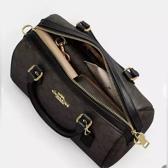 Coach Black Rowan Satchel Handbag - Picture 5 of 8